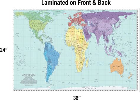 Precise Peters Projection World Map | Laminado 36 x Chile | Ubuy