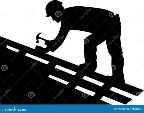 Roofer Silhouette vector stock vector. Illustration of construction - 107189428