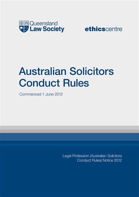 ASCR 2012 Solicitor Conduct Rules Australian Solicitors Conduct