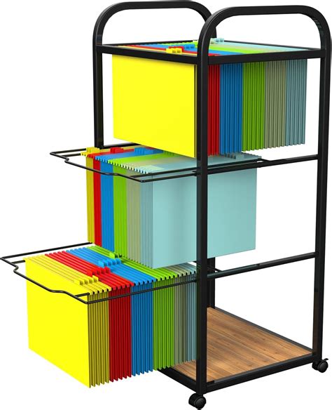 3 Tiers Metal Rolling File Carts Hanging Files For A4 Mobile File Cart