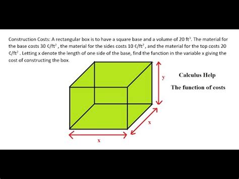 A Rectangular Box Is To Have A Square Base And A Volume Of Ft The