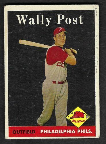 1958 Topps 387 Wally Post Philadelphia Phillies Baseball Card VG EBay