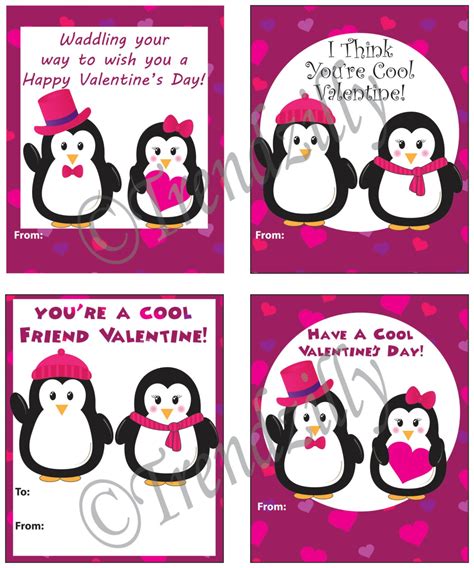 Penguin Valentine Printable Kids Valentine Cards Valentines Day Card