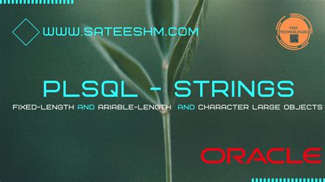 Plsql Strings Msk Technologies