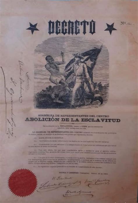 Decreto de la abolición de la esclavitud en Cuba Camagüey 26 de enero