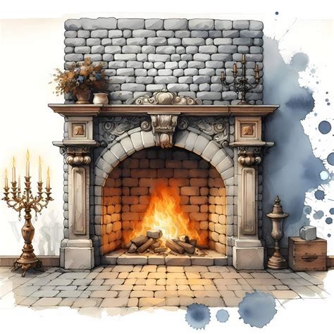 10 Fireplace Clip Art Images High Quality Jpgs-png Digital Download Card Making Digital Art ...