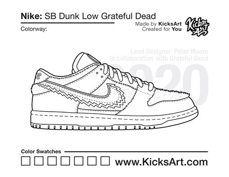 Nike SB Dunk Low Sneaker Coloring Pages - Created by KicksArt