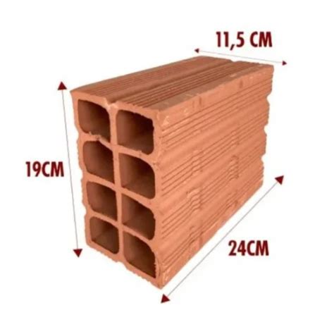 Tamanho Tijolo 8 Furos - TIJOLO 8 FUROS 11,5X19X24CM MILHEIRO