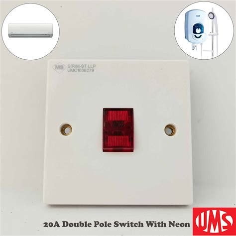 Durable UMS 20A Double Pole Switch With Neon For Water Heater And Air