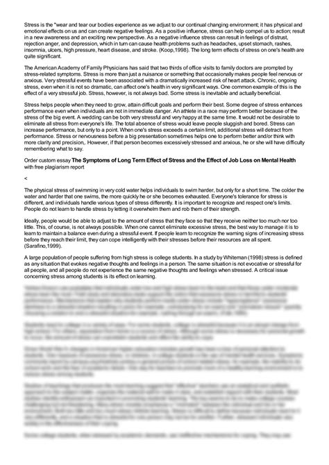 SOLUTION: The symptoms of long term effect of stress and the effect of