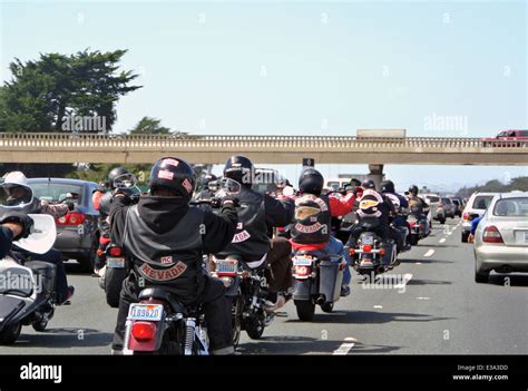 Nevada chapter of Hells Angels riding on hwy 880 in Berkeley Stock Photo: 70907689 - Alamy