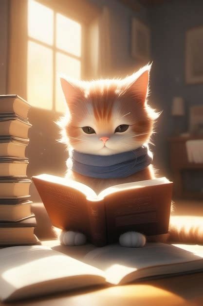 Livros De Leitura Para Gatos Foto Premium