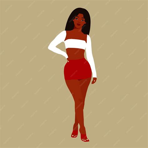 Premium Vector Young Stylish Black Woman In Elegant Style Vector