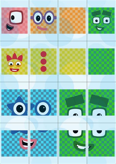 Numberblocks Faces For 2cm Cubes A4 Sticker Printing