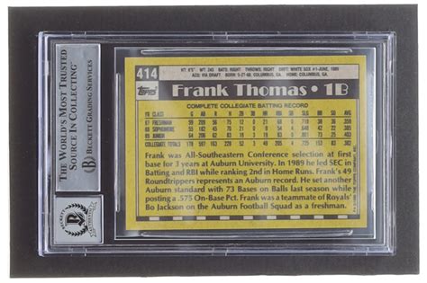 Frank Thomas Signed 1990 Topps 414b Rc Bgs Autograph Graded Bgs 10