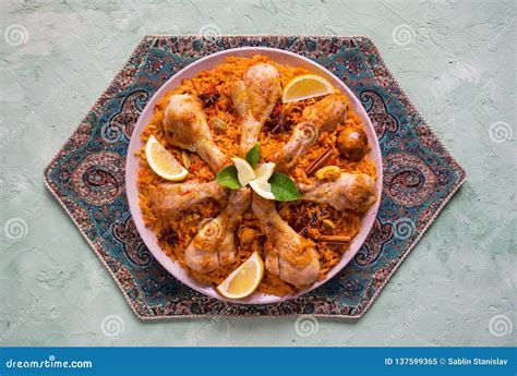 Qatari Chicken Majboos National Dish Of Qatar Stock Image Image Of