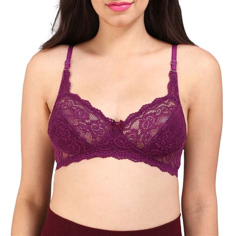 Buy Bralux Bra Non Padded Non Wired Lace Bra B Cup Purple Online