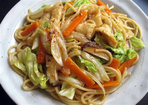 Vegan Japanese Stir Fried Vegetable Spaghetti OR Udon Recipe By