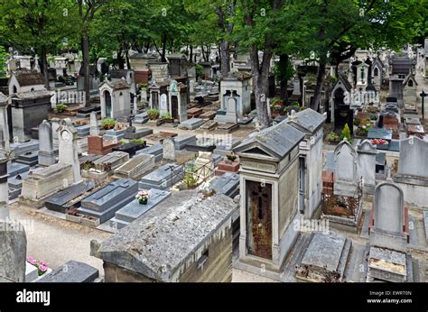 View Of Montmartre Cemetery In The 18th Arrondissement Of Paris