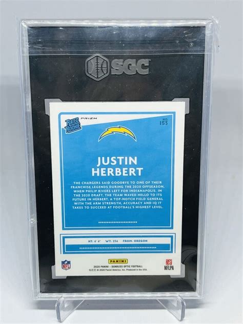 Justin Herbert Donruss Optic Silver Holo Prizm Rated Rookie Rc