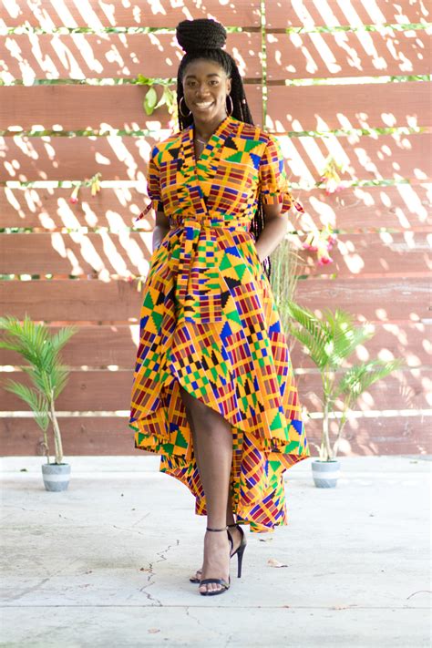 Diy High Low Maxi Dress Ankara African Print Kente Print Tie Sleeve 1