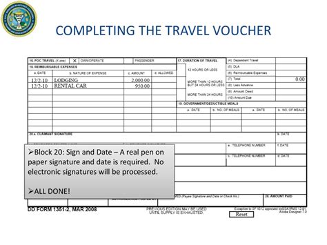 Ppt Guide To Completing The Travel Voucher Dd Form 1351 2 Updated