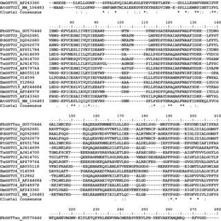 Multiple Alignment Of Pbgst Tau With Other Plant Tau Class Gst Genes