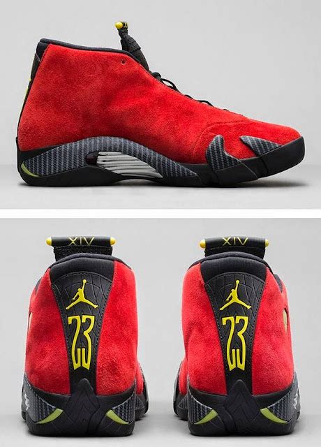 THE SNEAKER ADDICT: Air Jordan 14 “Ferrari” Red Suede Sneaker Available ...