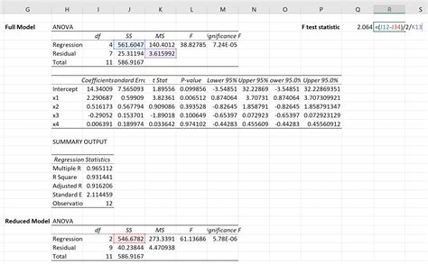 How To Perform A Partial F Test In Excel