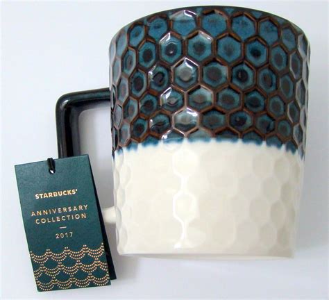 New Starbucks Anniversary Coffee Mug Siren Mermaid Blue White