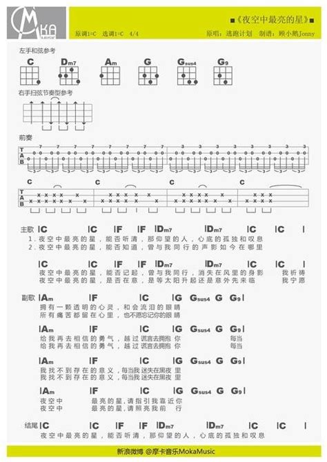 夜空中最亮的星尤克里里谱 Sasa 尤克里里弹唱教学 看琴谱网