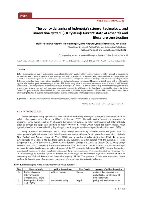 Pdf The Policy Dynamics Of Indonesias Science Technology And