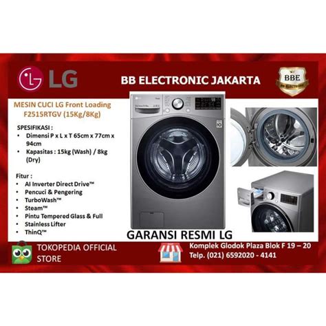 Jual LG Mesin Cuci Front Loading F2515RTGV F 2515RTGV 15Kg 8Kg Di