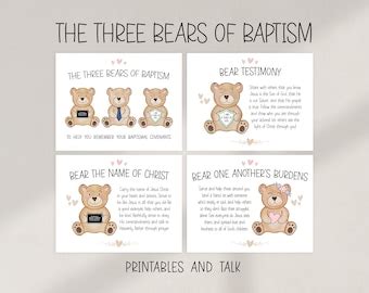 The Three Bears Of Baptism Lds Printable Kit Baptism Talk Signs