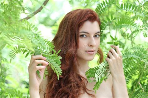 Beautiful Woman With Green Leaves Stock Image Image Of Natural Green