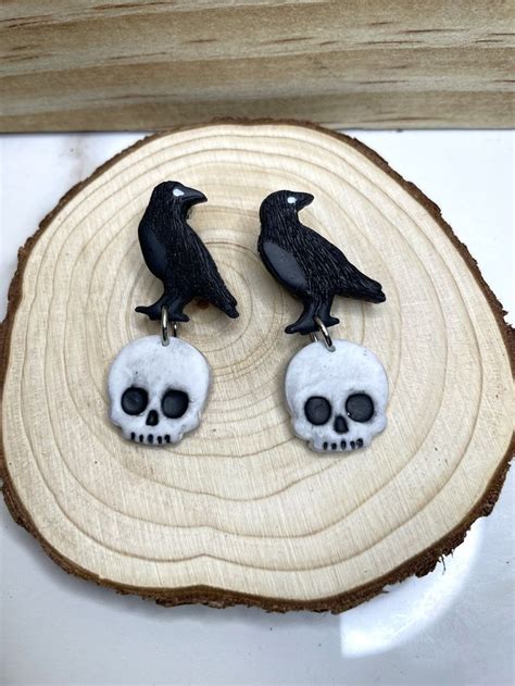 Crow Earring Raven Earring Skull Earring Gothic Lightweight Dangle