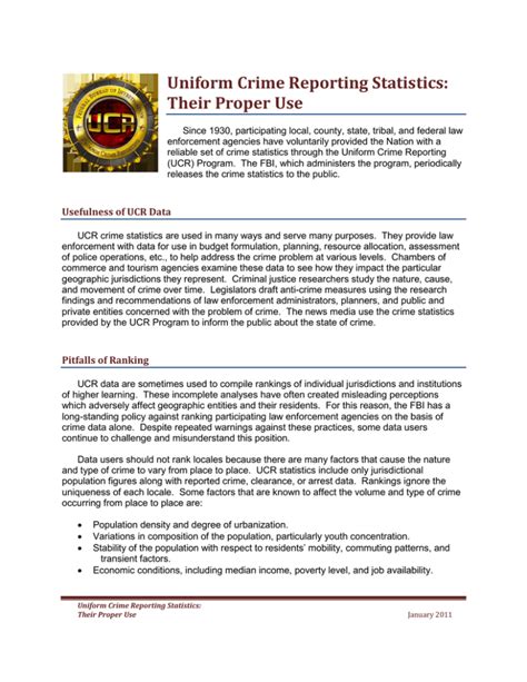 Ucr Statistics Their Proper Use Uniform Crime Reporting