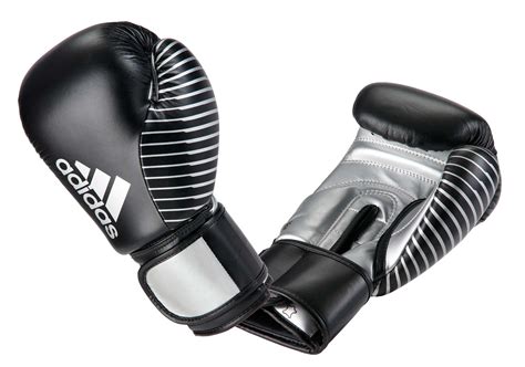 Adidas Kickbox Handschuhe Leder Black Silber Kickbox Handschuhe