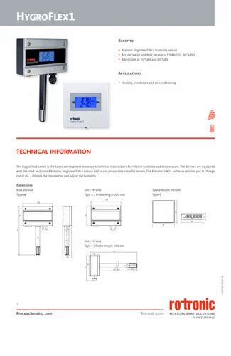 Rotronic Hygroflex HF 120 Type W Temperature Humidity Sensor With