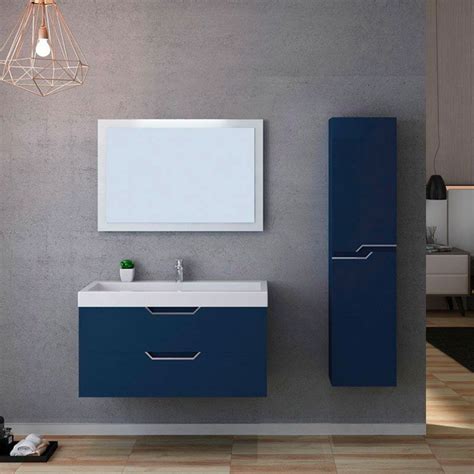 Meuble De Salle De Bain Bleu Saphir Meuble 1 Vasque Pour Salle De Bain