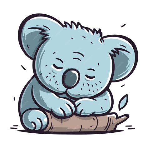 Premium Vector Cute Cartoon Koala Sleeping On A Log Vector Illustration