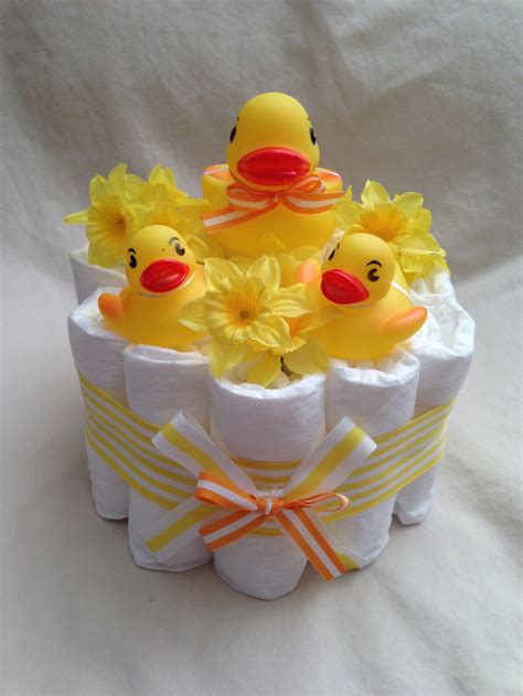 Baby Boy Or Girl Rubber Ducky Diaper Cake One Tier Neutral Etsy