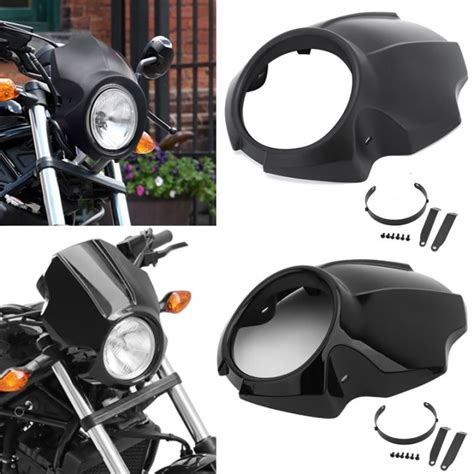 Motocycle Led Light Headlight Fairing Cover Headlamp Front Cowl Abs Black For Honda Rebel Cmx