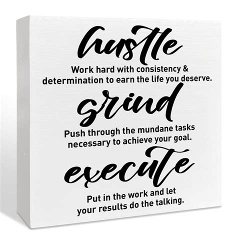 Amazon Inspirational Wooden Box Sign Hustle Grind Execute