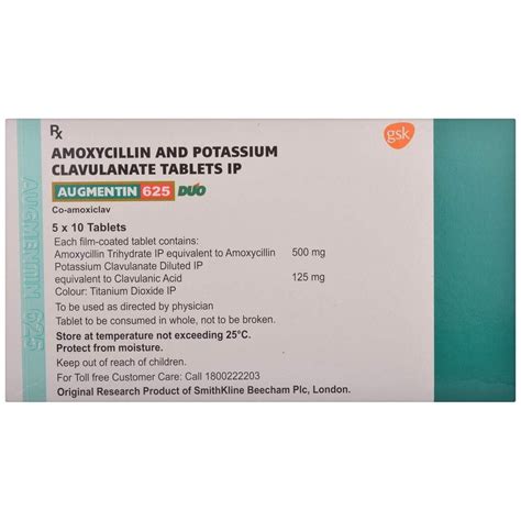 Gsk Augmentin 625 Amoxycillin Potassium Clavulanate Tablets Ip At Rs