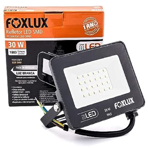 Refletor LED 30W 6500K Preto Bivolt FOXLUX Refletor LED 30W 6500K