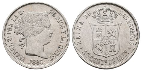 Isabel II 40 céntimos de escudo 1866 Madrid EBC