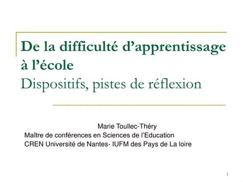 PPT De la difficulté dapprentissage à lécole Dispositifs pistes de