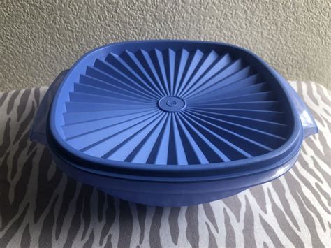 Tupperware Servalier Storage Bowl Blue W Matching Seal 8 Cups New EBay