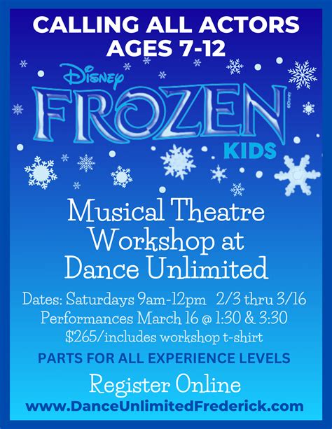 Frozen Kids Musical Theatre Workshop Dance Unlimited